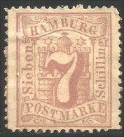 438 Allemagne Hamburg 1864 7s Orange Perf 13.5 (GES-180) - Hamburg (Amburgo)