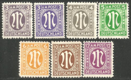 438 Allemagne AM Post 7 Timbres Stamps MH * Neuf (GES-160) - Ungebraucht