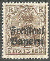 438 Bavière Bayern Bavaria 1919 Germania 3pf MH * Neuf Très Légère (GES-150a) - Ungebraucht