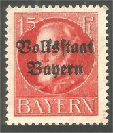 438 Bavière Bayern Bavaria 1919 Roi King Ludwig III Surcharge MH * Neuf (GES-128) - Ungebraucht