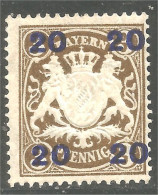 438 Bavière Bayern Bavaria 1920 Armoiries Coat Of Arms 20pf Surcharge 20pf MH * Neuf (GES-109b) - Ungebraucht