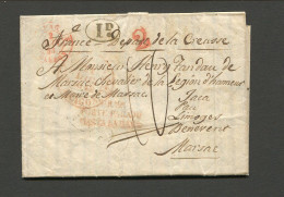 Lettre De Zaragoza 1843 Pour La Creuse à Henri Tandeau De Marsac Maire Via Jaca Pau Limoges Bénévent De Son Curé RRR - ...-1850 Vorphilatelie