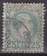 Monaco 1885 Roi Charles I 25 C Vert Y&T 6 Obliteré - Gebraucht