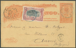 N°15 - 5 Centimes Brun-rouge En Affr. Complémentaire Sur E.P. Carte Type MOLS 10c. Orange S/jaune Obl. Sc BOMA 16 FEVR. - Stamped Stationery