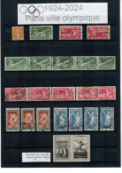 LOT Timbres Et Vignette JO 1924. Timbres Avec Oblitération Flamme JO 1924.+4 Séries Timbres JO 1924.+vignette Double Neu - Zomer 1924: Parijs