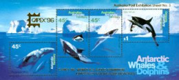 AAT -ANTARCTIQUE AUSTRALIEN - 1996 - Baleines Et Dauphins - Ovpt Capex'96 - Dolphins