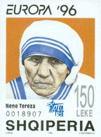 ALBANIE 1998 - Europa '96 Mère Tereza Surchargé Italia 1998 - Mother Teresa