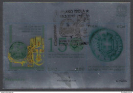 2012 Italia - 150. Anniversario Dell'Unificazione Sistema Monetario "La Lira Italiana" Argento BF 84 Usato Primo Giorno - Blocks & Sheetlets