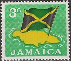 JAMAICA 1970 Decimal Currency - National Flag Over Jamaica - 3c. - Yellow, Black And Green MNH - Jamaique (1962-...)