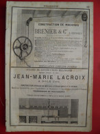 PUB 1884 - Construction Machine Brenier 39 Grenoble, Lacroix 39 Dole, Pompe à Vin Bonard 21 Beaune, Muzey 89 Auxerre - Publicités