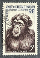 FRAWA0051U - Nature Conservation - Apes - 5 F Used Stamp - AOF - 1955 - Usati