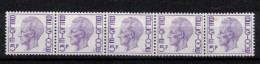 BELGIQUE   1973   R50  Bande De 5  N° 790 ** Sans Charnière  Phosphore - Rouleaux