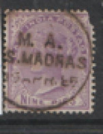 India 1874  SG  78  9p  Top Right Corner Missing Fine Used - 1858-79 Kronenkolonie