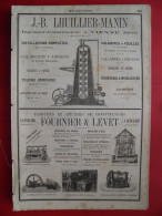 PUB 1884 - Machines Papier Lhuillier-Manin 38 Vienne, Fournier&Levet 71 Genelard, Prély&Laffleur 33 Bordeaux, Nickel - Publicités