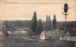 89-VILLEVALLIER- LE LAVOIR, L'EOLIENNE ET LE PONT SUSPENDU ET LA PRISE D'EAU DU P.L.M - Altri & Non Classificati