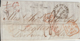 1843 - LETTRE PP ! De NEWCASTLE (GB) => LIVORNO (ITALIE) TAXE ! TRANSIT FRANCE ENTREE CALAIS + SORTIE PONT DE BEAUVOISIN - Marques D'entrées