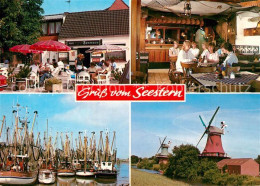 73544864 Greetsiel Restaurant Cafe Seestern Hafen Fischkutter Windmuehle Greetsi - Krummhörn