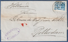Carta, 1886 - J. Wimmer & Cª. Lisboa> Rotterdam, Hollanda -|- D. Luís De Frente - Storia Postale