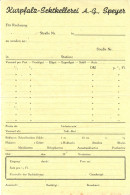 Speyer 1952 Rechnung Formular " Kurpfalz-Sektkellerei AG  " - Levensmiddelen
