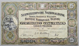 SUISSE - Billet De 5 Franken. 22-02-51. TTB+ - Suisse