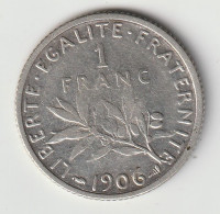 Semeuse 1 Franc Argent 1906 - Silver - - 1 Franc