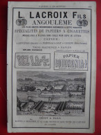 PUB 1884 - Papier Cigarette Lacroix Angoulème, Parapluies Ombrelles Voisin Massoubre 72 Le Mans, Parchemin Lebeau Liniez - Publicités