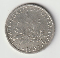 Semeuse 1 Franc Argent 1907 - Silver - - 1 Franc