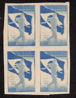 A1194  - BRAZIL - IMPERF Proof BLOCK Of 4 -  1950  FOOTBALL - Blue On GUMMED PAPER - Nuevos
