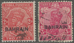 Bahrain. 1934-37 KGV Stamps Of India Surcharged. 2a, 3a Used. SG 17a, 18. M3055 - Bahrein (...-1965)