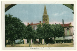 82 - B16339CPA - NEGREPELISSE - La Place Et Eglise, Publicité Germain SEGUT, Libraire Au Dos - Parfait état - TARN-ET-GA - Negrepelisse