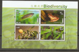 Hong Kong 2010 - Biodiversity - YT BF 197 MNH - Fish - Frog - Butterfly - Plant - Blocs-feuillets