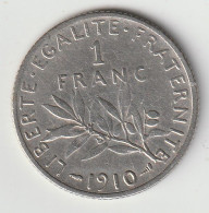 Semeuse 1 Franc Argent 1910 - Silver - - 1 Franc