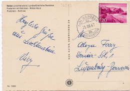 36253# CARTE POSTALE FÜRSTENTUM Obl 9491 NENDELN LIECHTENSTEIN 1967 Pour LUXEMBOURG BONNEVOIE - Covers & Documents