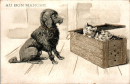 Chromo Au Bon Marché SIT-10 - N°1 Caniche Et Minets Barboncino E Gattini Chien Dog Cane Chat Cat Gatto B.Etat - Au Bon Marché