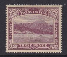 Dominica: 1908/20   Rouseau From The Sea    SG51a  3d  Purple/yellow [Wmk: Crown To Left Of CA][No Yellow?]    MH - Dominica (...-1978)