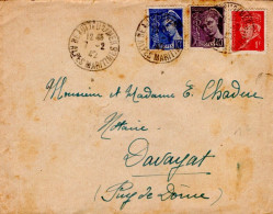 AFFRANCHISSEMENT COMPOSE SUR LETTRE DE BEAULIEU SUR MER (06) 1942 - Tarifas Postales