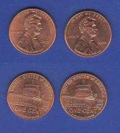 United States 2 X ONE Lincoln CENT 2009 Washington DC Mint D + No Mint 1 Cent Lincoln America USA - 1959-…: Lincoln, Memorial Reverse