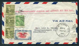 1941 USA New York, Transatlantic Clipper Airmail Censor Cover - Oslo Norway  - Lettres & Documents