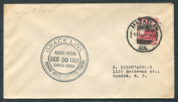 1932 Mexico Mazatlan Maiden Voyage Grace Line "SANTA ROSA" Ship Cover  - Mexique