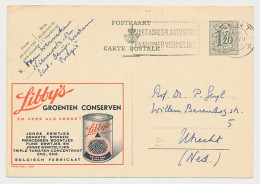 Publibel - Postal Stationery Belgium 1953 Canned Vegetables - Peas - Spinach - Beans - Carrots - Tomatoes  - Groenten