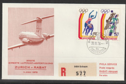 1976, Erste Direkte Luftpost-Abfertigung, Liechtenstein - Rabat Marocco - Aéreo