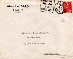 DAGUIN DE BEAUNE SUR LETTRE A EN TETE 1951 - Tarifas Postales