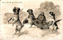 Chromo Au Bon Marché SIT-10 - N°6 Chiens Dressés Sur Pattes Arrière Cani Ritti Su Zampe Chien Dog Cane En B.Etat - Au Bon Marché