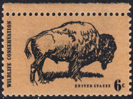 !a! USA Sc# 1392 MNH SINGLE W/ Top Margin (a2) - Wildlife Conservation: American Buffalo - Unused Stamps