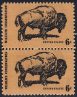 !a! USA Sc# 1392 MNH Vert.PAIR - Wildlife Conservation: American Buffalo - Nuovi