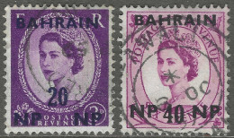 Bahrain. 1957-59 QEII Stamps Of GB Surcharged. 20np On 3d, 40np On 6d Used. SG 108, 110. M3058 - Bahrain (...-1965)