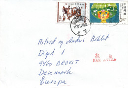 China Cover Sent Air Mail To Denmark 28-11-2001 - Covers & Documents