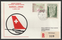 1977, Erste Direkte Luftpost-Abfertigung, Liechtenstein - Oran Algiers Alger - Poste Aérienne