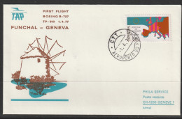 1977, TAP, Erstflug, Funchal - Genf - Lettres & Documents