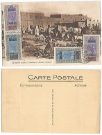 Sudan Marché Au Bois Tombouctou - Brown Pcard Avec 4 Tp Soudan Francais C.4x2 + C.1x2 Annulée Le 25aug1924 - Piazze Di Mercato